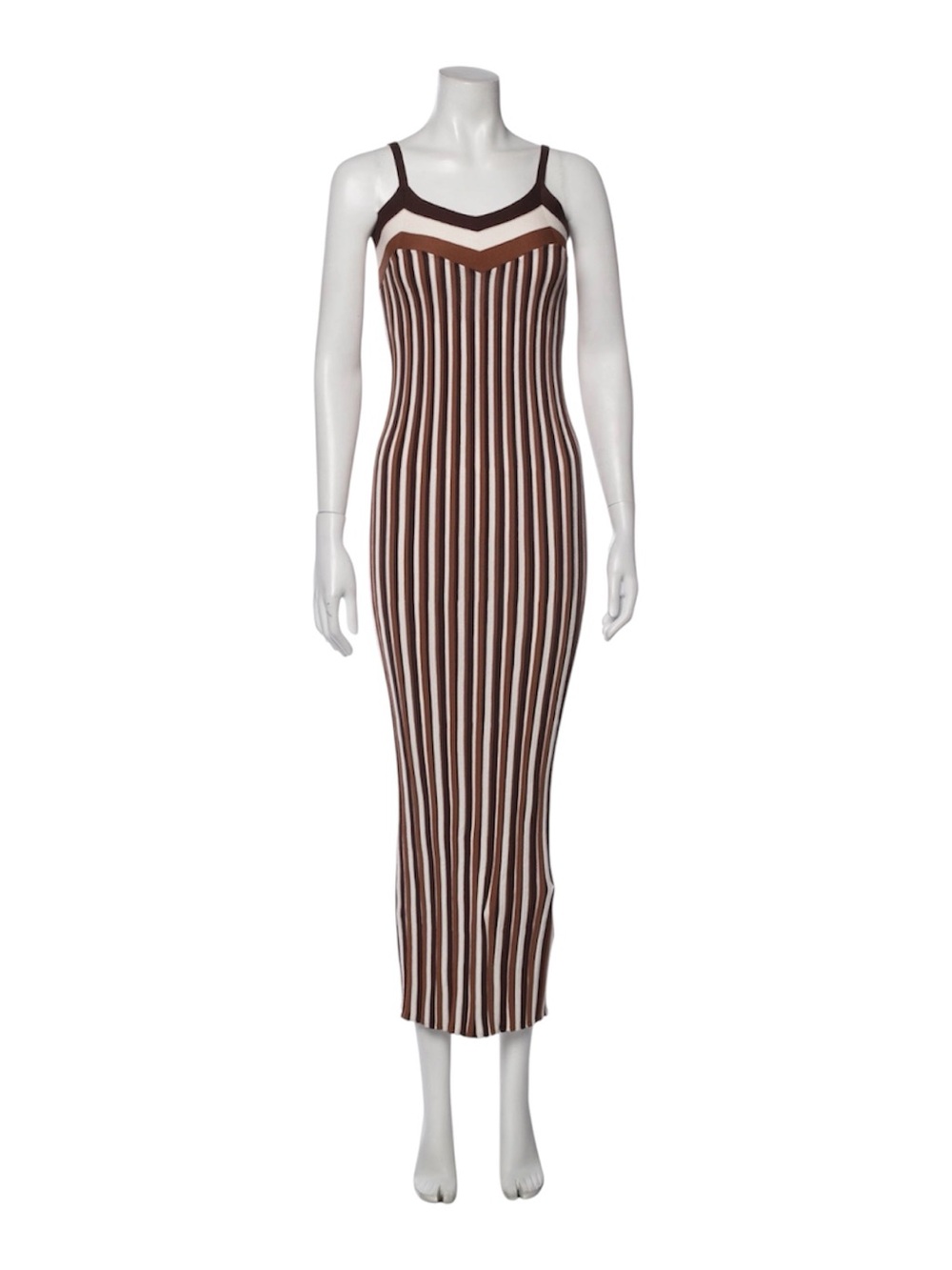 Ronny Kobo Striped Knit Midi Dress S Brown Cream Bodycon Orig $498
